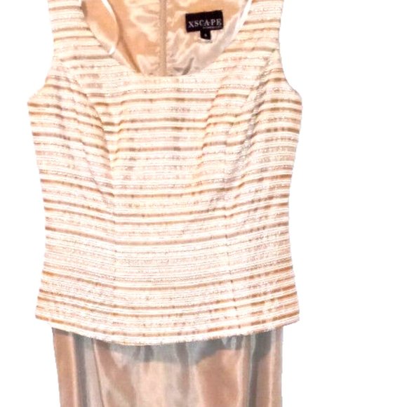2pc formal dress size 4 eveningwear XScape by Lawrence Kurtz Woman's Champagne - Picture 7 of 12